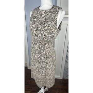 NWT J.McLaughlin Sleeveless Anne Dress Leopard Print Front Drape Pleat Size 8